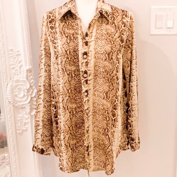 Brown Snake Print Oversized Shirt - Picture 5 of 5